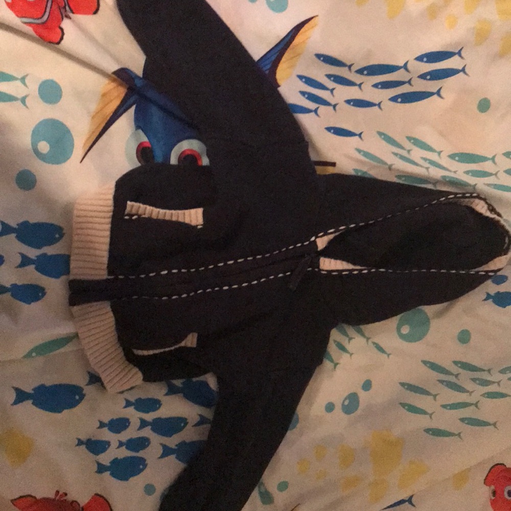 Baby gap navy blue and cream zip up sweater